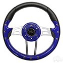 RHOX Steering Wheel, Aviator 4 Blue Grip/Brushed Aluminum Spokes 13" Diameter