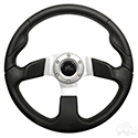 RHOX Steering Wheel, Formula GT Black Grip/Brushed Aluminum Spokes 13" Diameter