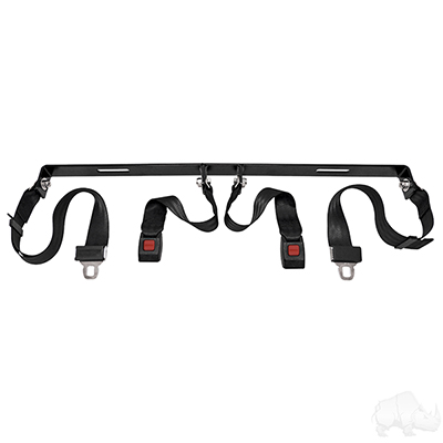 Seat Belt Kit includes: (2) 60" Fully Extended Lap Seat Belts, Bracket and Hardware