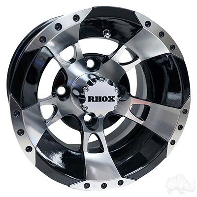 RHOX RX190, Machined w/Black w/ Center Cap, 10x7 ET-25