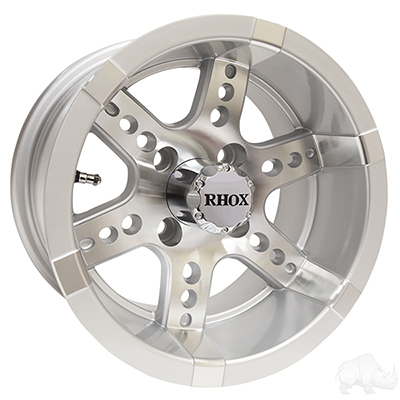 RHOX RX251, Machined w/ Silver W/ Center Cap, 12x7 ET-25